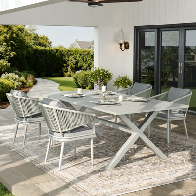 Rectangular Outdoor Dining Set With Cushions