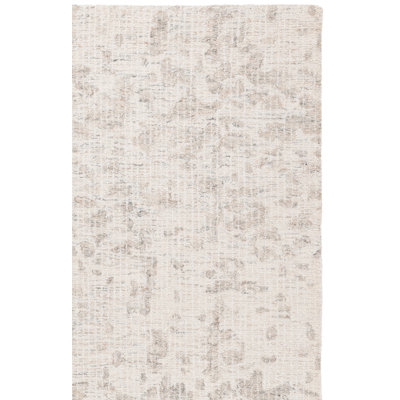 Valmar Ebony Hand Tufted Wool/Cotton Abstract Rug in Ivory/Grey