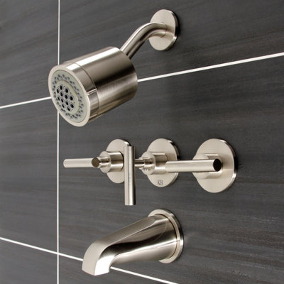 Kingston Brass Manhattan Triple-Handle Tub and Shower Faucet