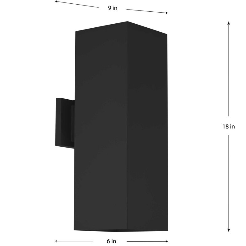 Luminaire mural d'extérieur carré / rectangulaire à DEL 2 lumières Plimpton, Noir