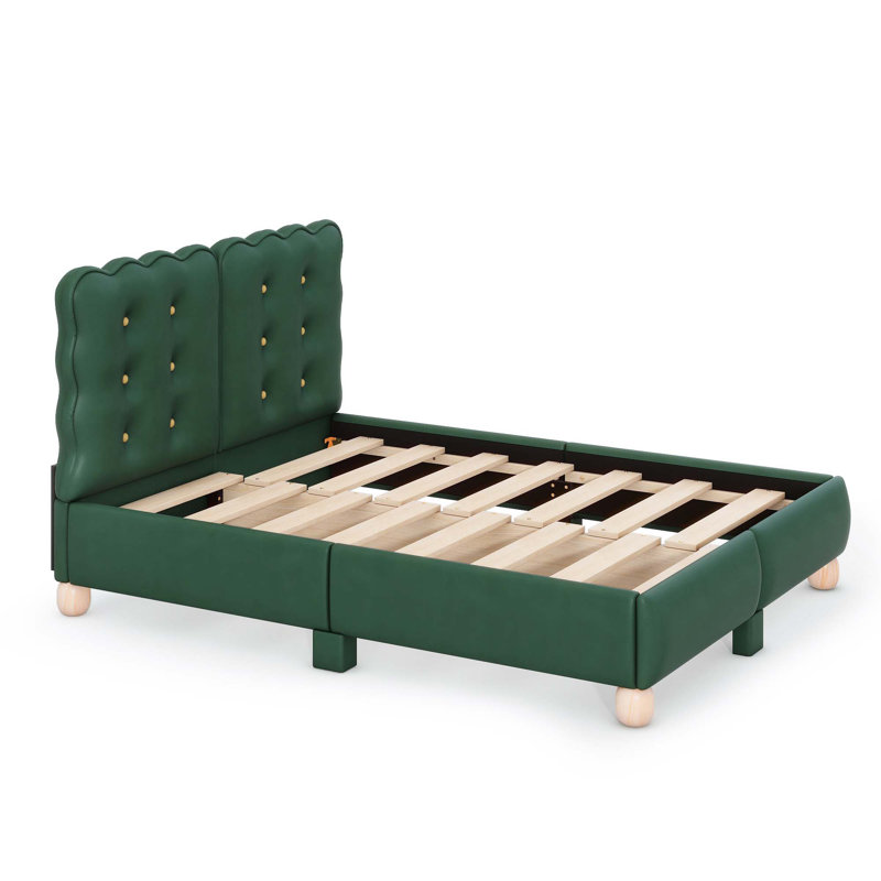 Lit plateforme tapissier Angelise, Full / Double, Vert
