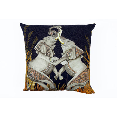 Ardmore 'Dancing Elephants' Cotton Pillow