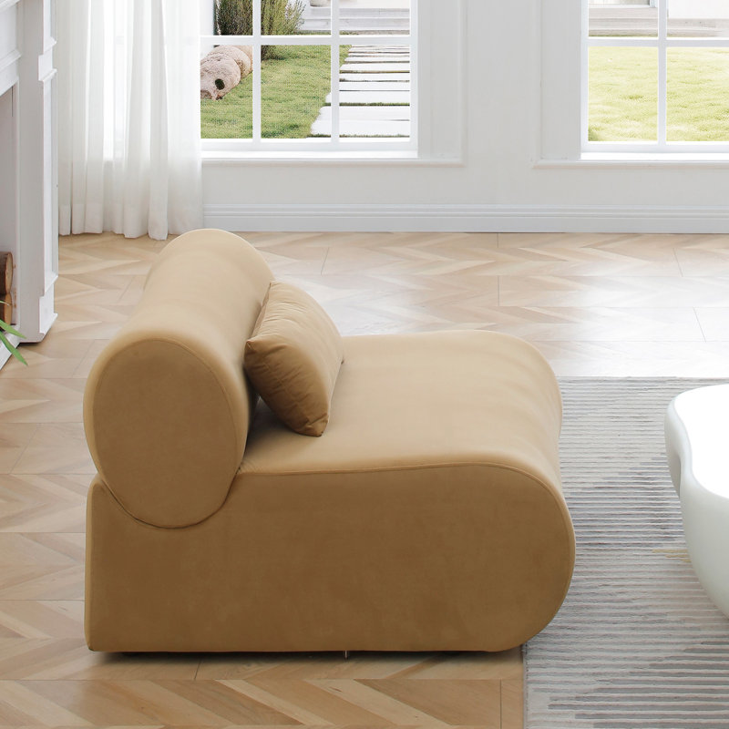 Chaise sans accoudoirs en velours Vivienne, Brun