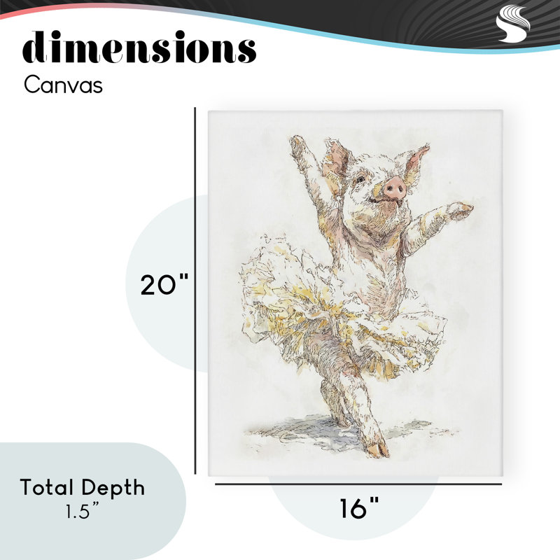 Toile tutu Ballet Pig, design par Ziwei Li, H 20 po x l 16 po