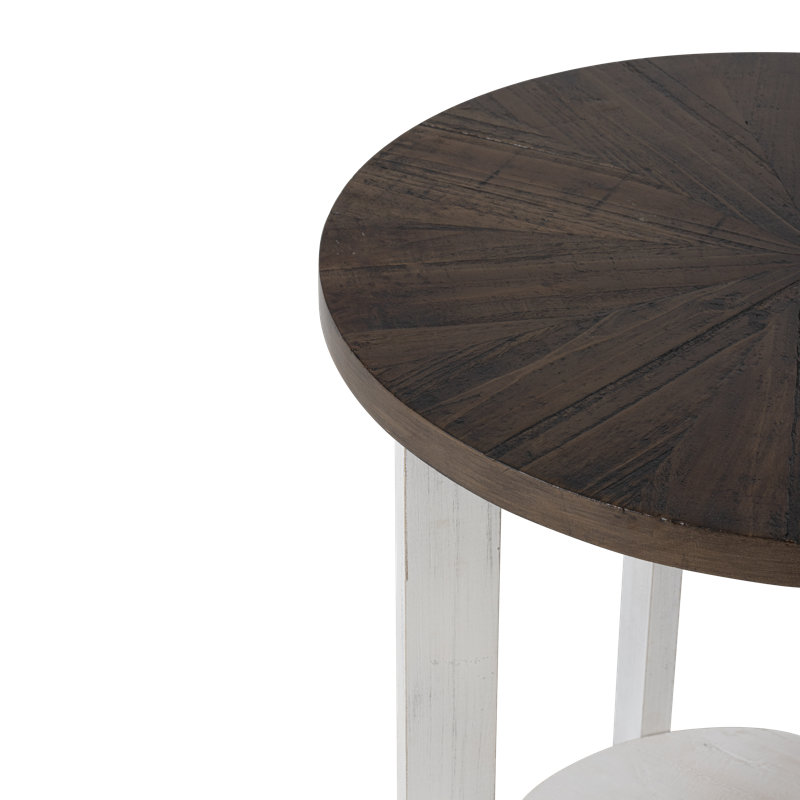 Table ronde avec tablette de rangement Gunnison, Plateau brun / structure blanche