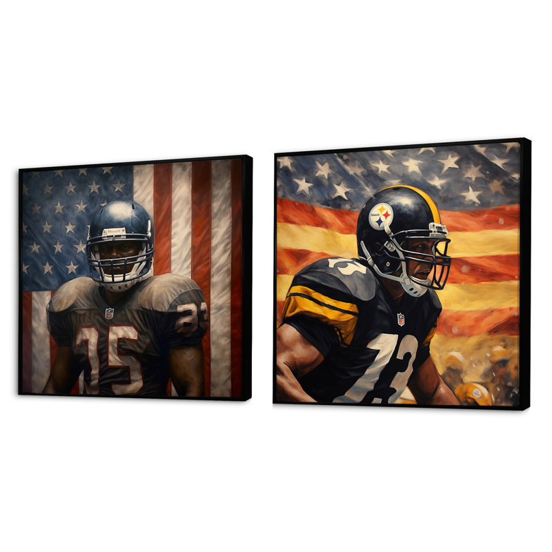 Joueur de football Patriot, Cadre flottant noir, H 16 po x l 33 po