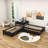 Twin Size 2 Drawers L-shaped Platform Beds with Trundle and Built-in Table-79433331