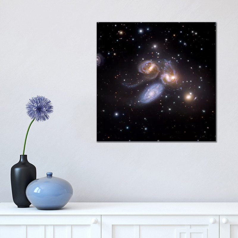 Stephan's Quintet, Compact Galactic Group in Pegasus Composite Image 1 Piece Wrapped Canvas Wall Art