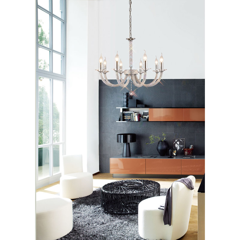 Gelnett 8 - Light Candle Style Chandelier, Black Chrome