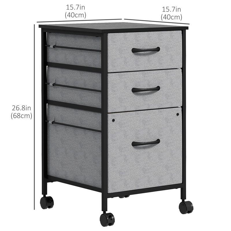 Berzai 15.7'' Wide 3 -Drawer Mobile Steel File Cabinet