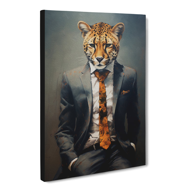 Cheetah In A Suit Painting No.4 - Wrapped Canvas, 50cm H x 35cm W x 3cm D