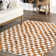 Dominique Abstract Checkered Fringe Area Rug