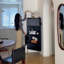 Armoire de coin noire en bois massif
