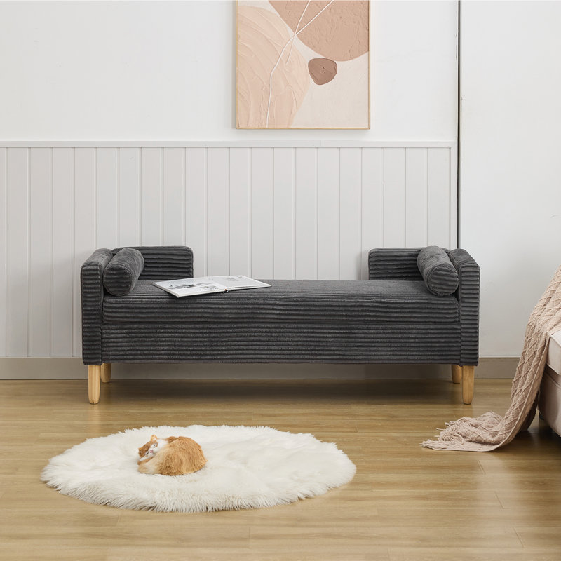 Upholstered Storage Bench, Charcoal