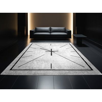 Soft Plush Ferland New Years Modern & Contemporary Abstract Area Rug in Gray – Gray Binding