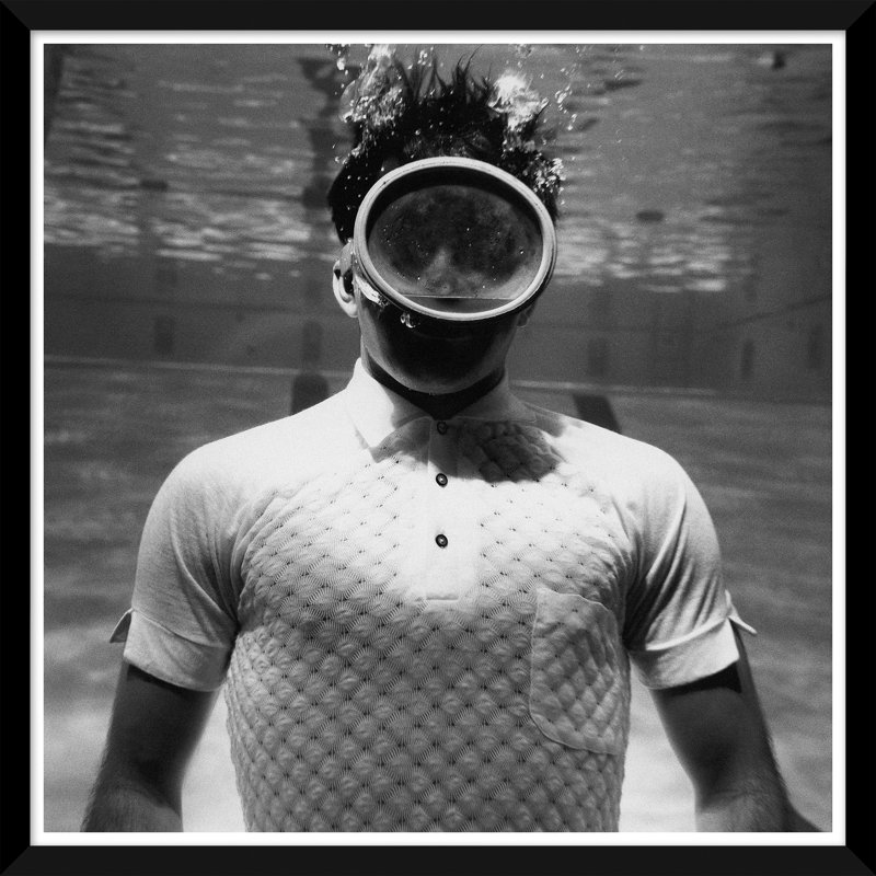 GQ Photos A Male Model Underwater In A Pool With A Scuba Print by Leonard Nones
