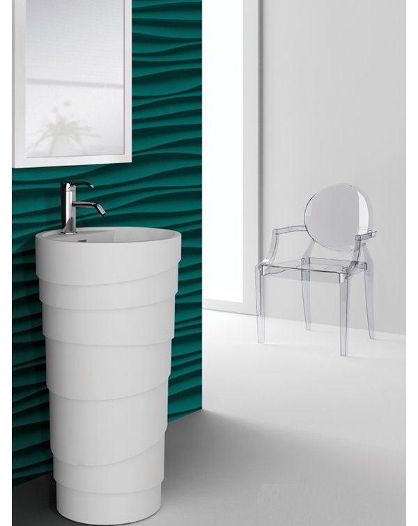 Circular Pedestal Bathroom Sink with Overflow