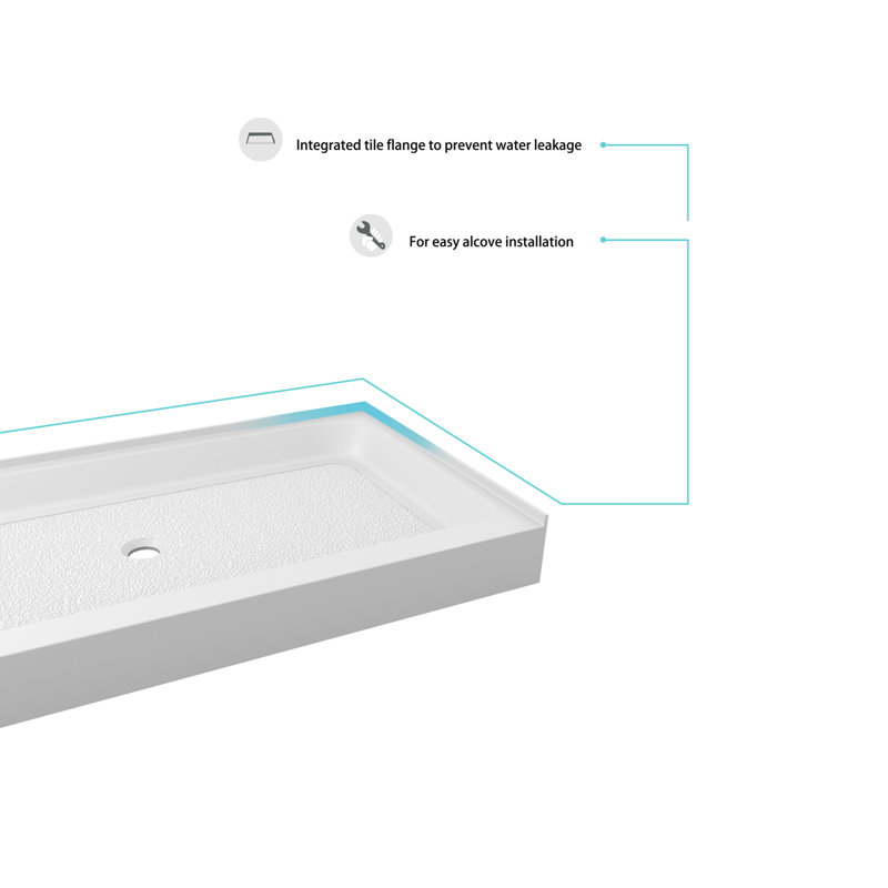 Glossy White 48x32 Acrylic Single Threshold Shower Base