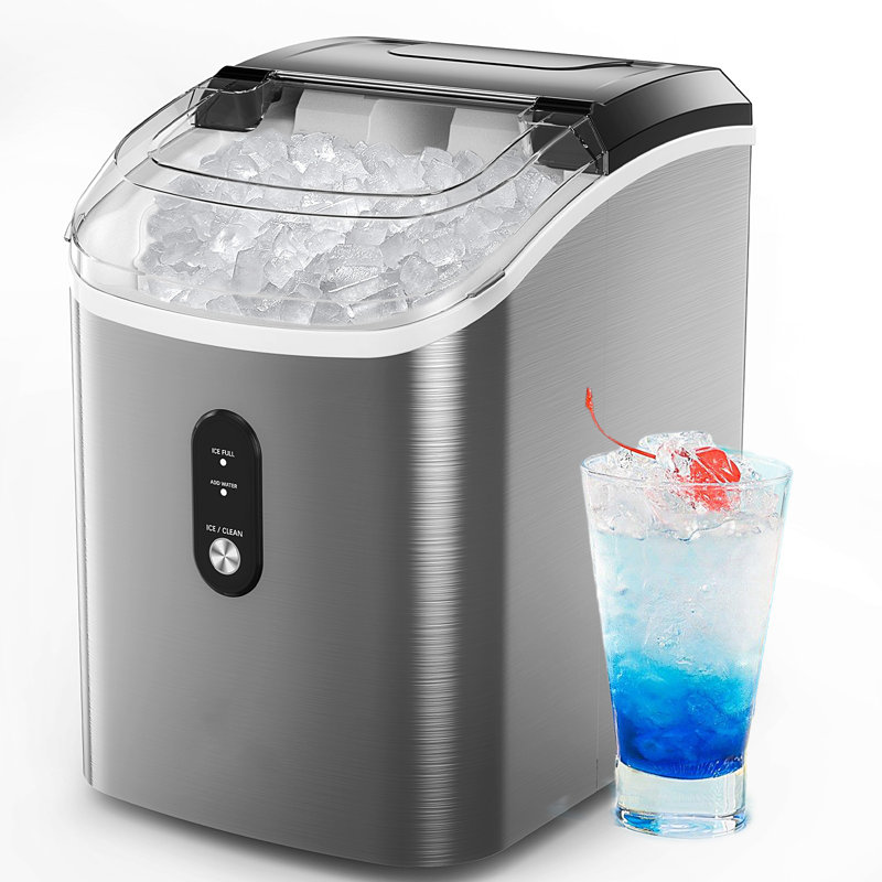 Countertop Ice Maker 33Lbs/Day, Chewable Sonic Ice, Self-Cleaning, Quiet And Compact For Home, Kitchen, Office, Parties And Camp