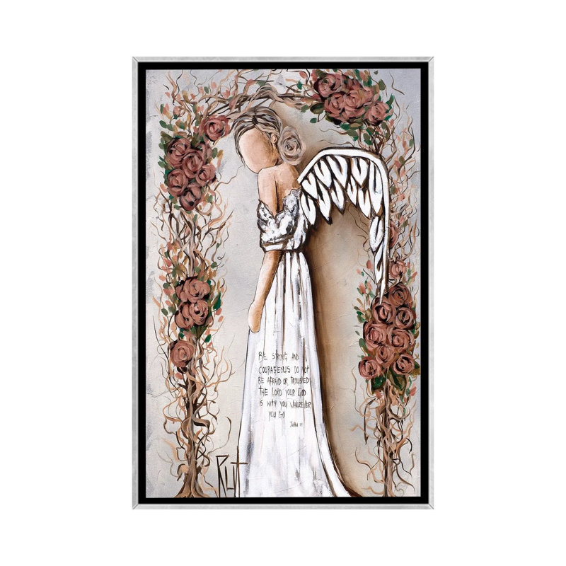 «Be Strong and Courageous» par Rut Art Creations - impression d'art graphique, H 26 po x l 18 po x 1,5 po, Pas de tapis