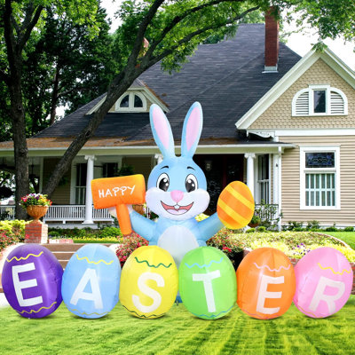 6FT Easter Inflatable Bunny Outdoor Decorations With Eggs, Build-In LED Lights Holiday Blow Up Yard Decoration, For Easter Holiday Party, Outdoor,Gard -  The Holiday AisleÂ®, 177279F7C78E4C1E812D3A74EF4B7E44