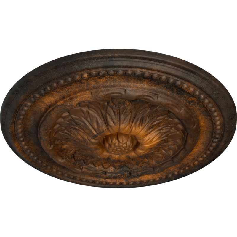 Médaillon de plafond Endurathane Foster, 15 3/4 po x P 2 po (convient aux auvents jusqu'à 9 5/8 po), fini acajou brossé peint à la main