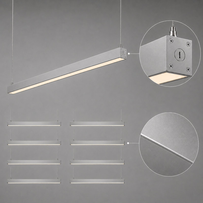 LinearLux 8FT 3CCT Dimmable Commercial Linear Light, 120V/277V, 80W, 9200lm, Anti-Glare, Linkable, Commercial and Warehouse Industrial, Silver Pack of 8