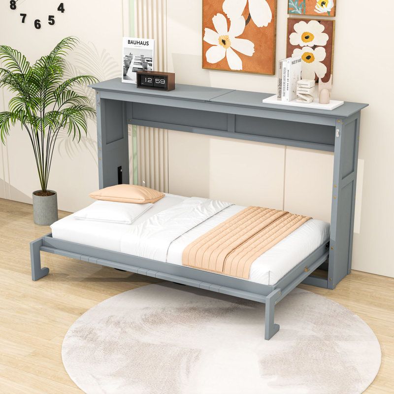 Lit simple escamotable en bois avec lattes