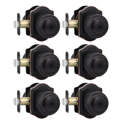 Oil Rubbed Bronze Door Knobs Interior, Bedroom Door Knob & Bathroom for Privacy, Bronze Interior Door Knobs 6 Pack