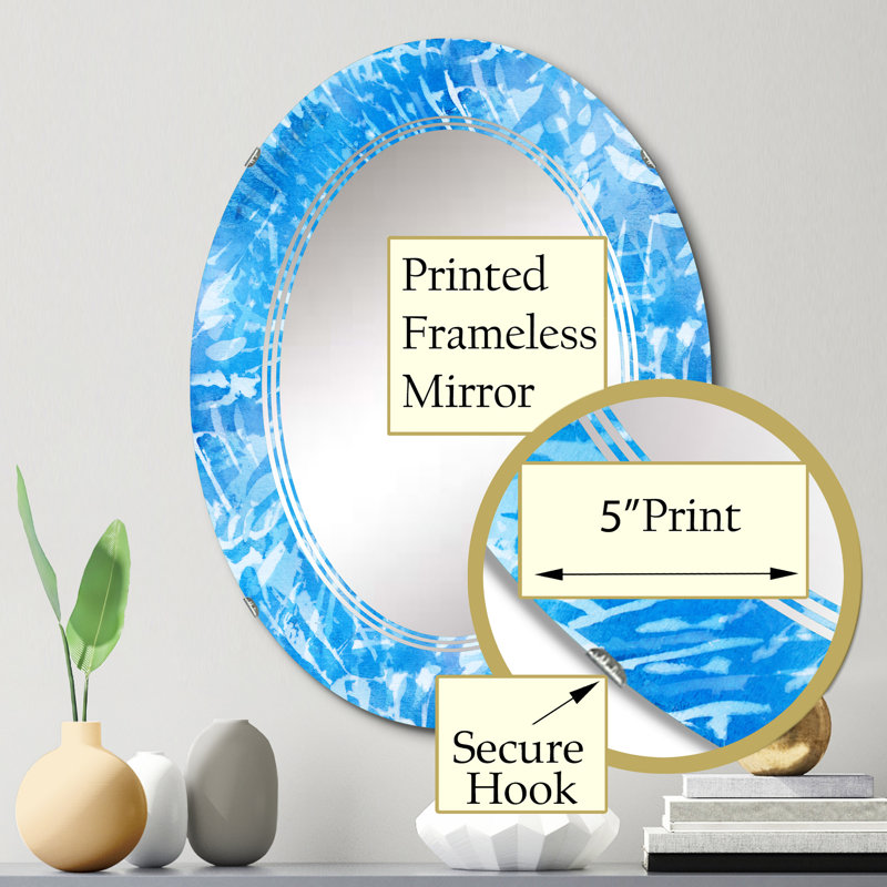 Blue Whirling Snowflakes - Miroir mural à motif ovale, 30 po x 20 po