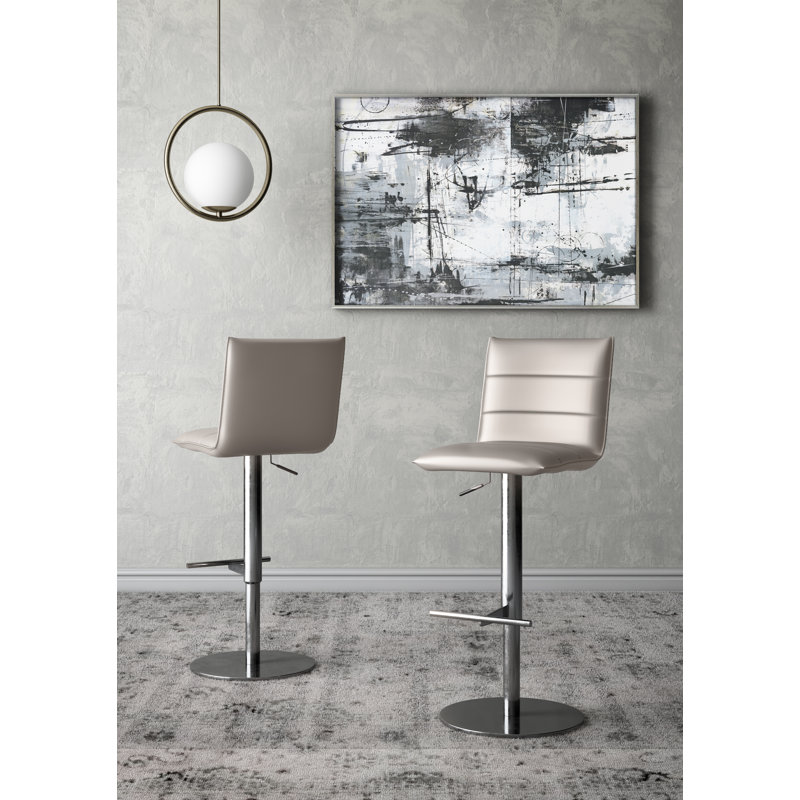 Zahra Height Adjustable Swivel Bar Stool, Taupe