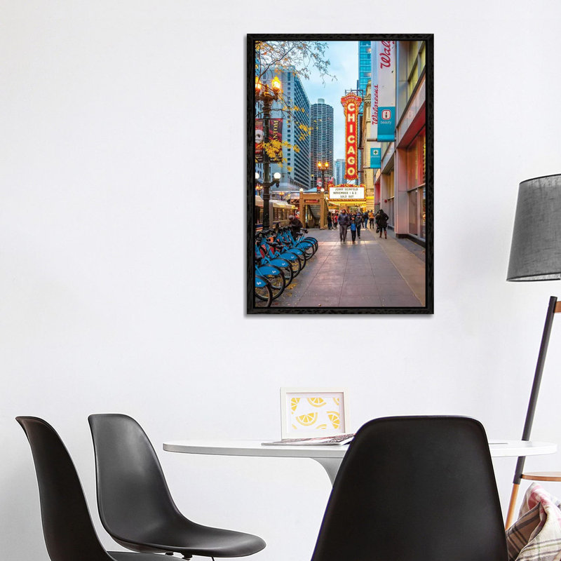 Chicago Theatre by Nejdet Duzen - Print on Canvas, 101.6cm H x 66.04cm W x 3.81cm D, Black Framed