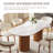 70.8" Oval Sintered Stone Dining Table Set With 6 Fabric Upholstered Dining Chairs