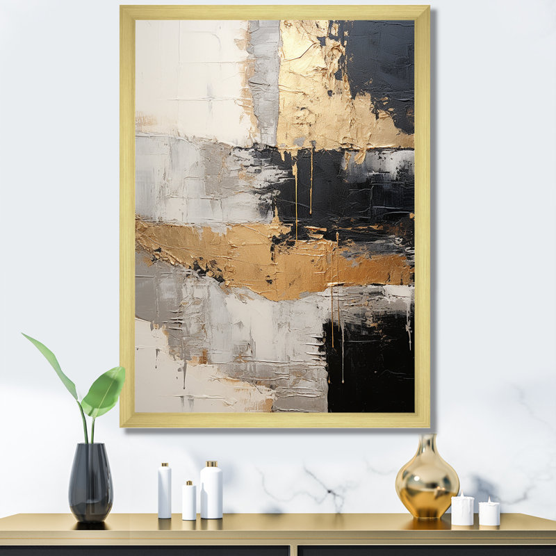 «Grey Gold Minimalisme Poteries I», reproduction, H 32 po x l 24 po x P 1 po, Cadre doré simple