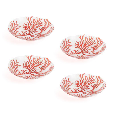 Coral Design Glass Bowls, Set of 4
