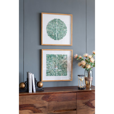 23.6x23.6x1.2 Inches Wall Art - Of 2 Stone Shadow Boxes Enhances Space Style 40% Stone, 15% Glass Brings Distinctive Look 23.5" X Ps, 5% Velvet
