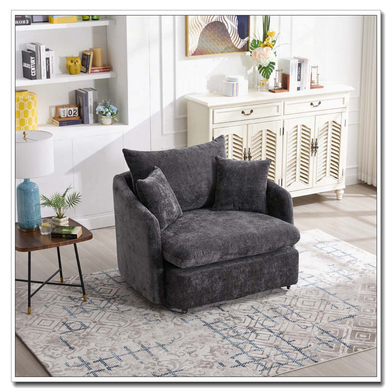 Coussin de fauteuil pivotant sur 360 ° avec 3 coussins, Gris foncé 1, Ne s’applique pas