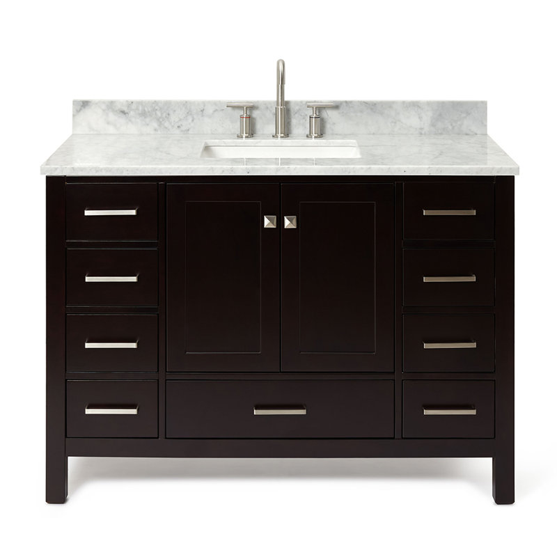 Ensemble de meuble-lavabo simple Flynt, Forme rectangulaire, Espresso / nickel brossé, L 49 po