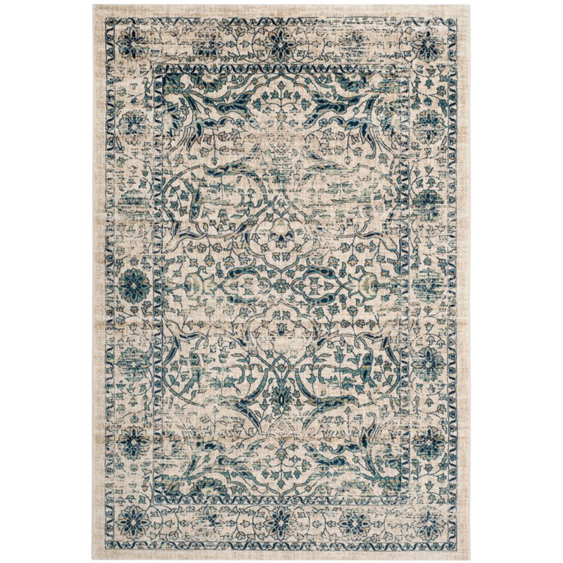 Tapis oriental beige / bleu Osakis, Rectangle de 10 pi x 14 pi