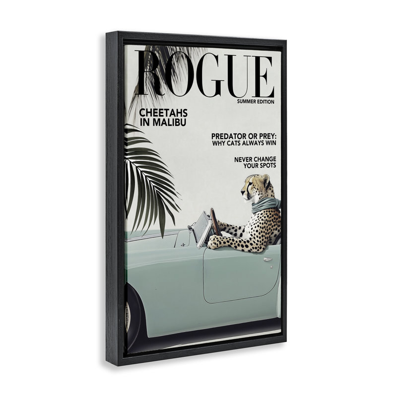 "Rogue Cheetah", art mural encadré flottant par Annabelle Hall, H 25 po x l 17 po, Cadre flottant noir de jais