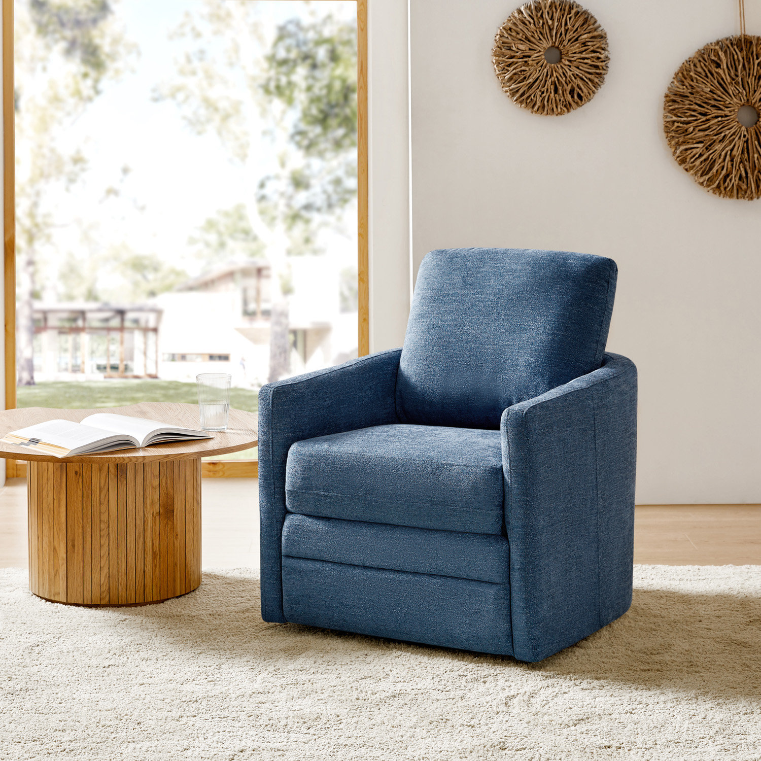 Latitude Run® Alfonso Upholstered Swivel Chair With Removable Cushion ...