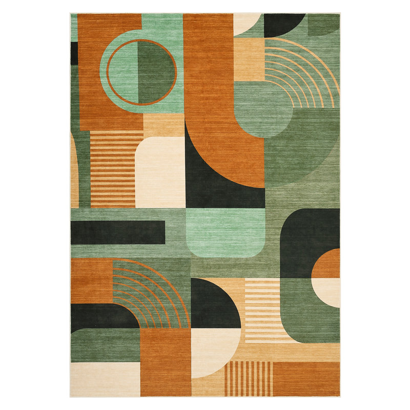 8x10 Area Rugs, Boho Washable Rugs for Living Room Bedroom Dining Room, Soft Modern Abstract Large Throw Floor Carpet Non Slip, Green Multi, 8'x10'