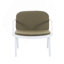 Ensemble de conversation d'extérieur en PP 3 pièces, structure blanche avec coussin vert (2 fauteuils club et 1 causeuse)