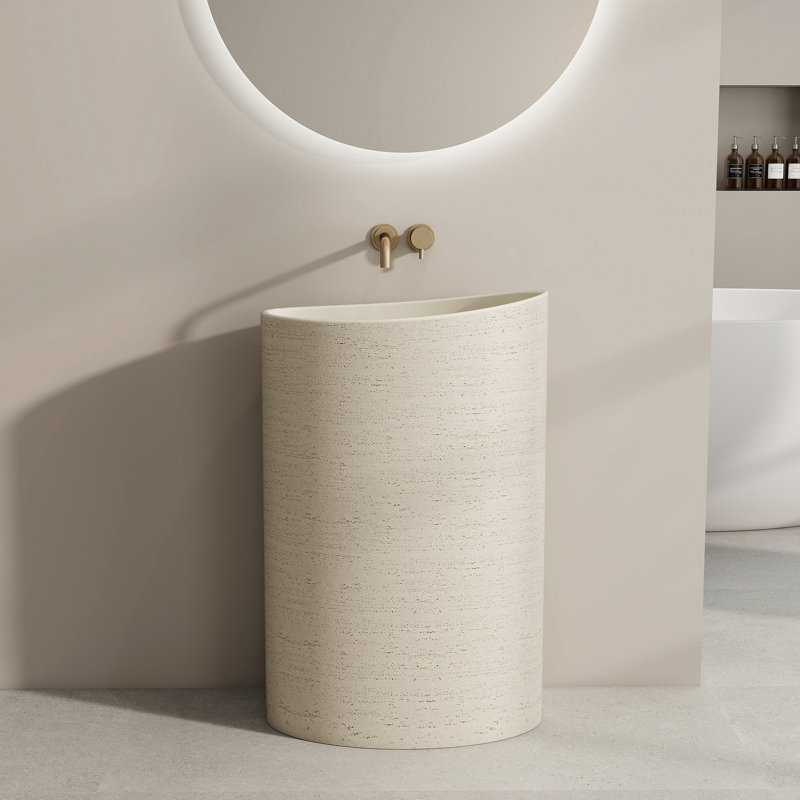 22'' Freestanding Textured Solid Surface Pedestal Bathroom Sink