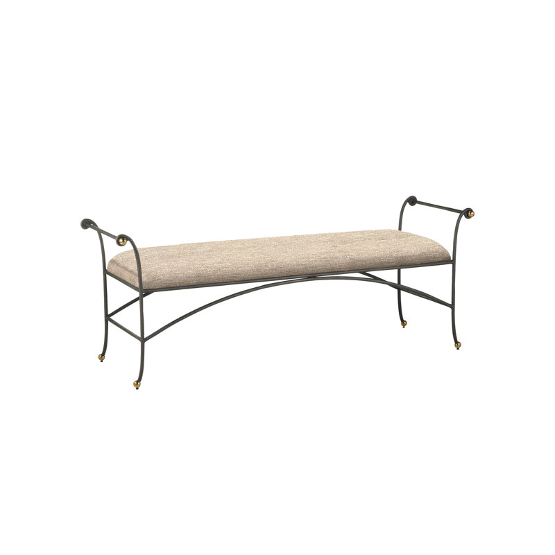 Mabel Polyester Blend Upholstered Bench, 24.25" H x 63" W x 21" D