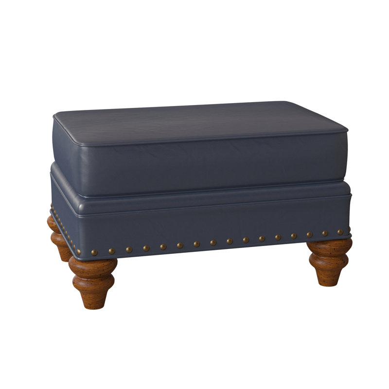 Carrado Leather Ottoman, Outsider Raven Genuine Leather, New Classiques, French Natural