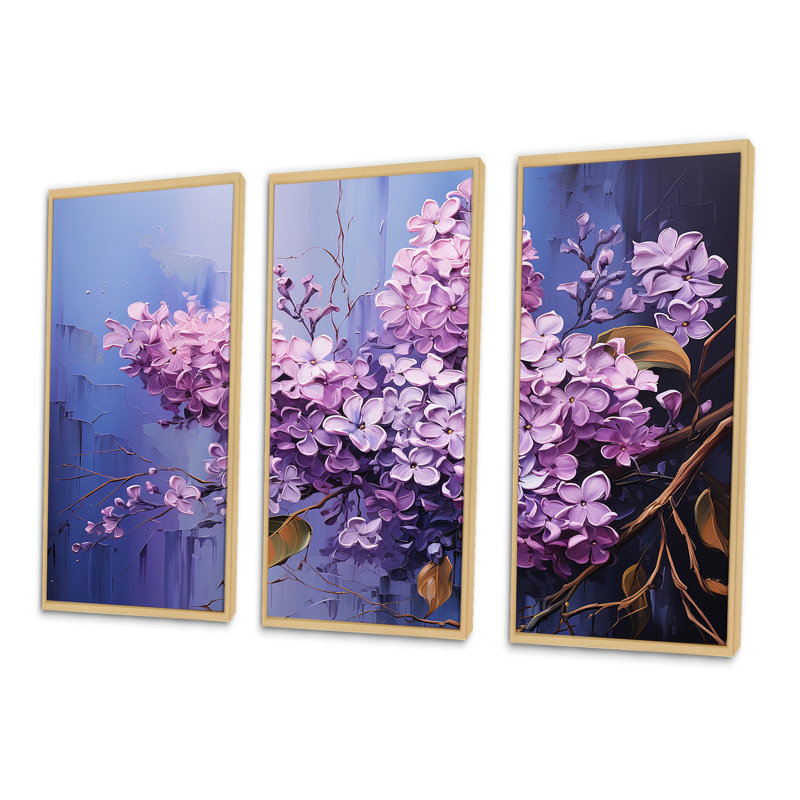 Lilac Reverie - Ensemble de décoration murale lilas, H 40 po x l 60 po x P 1 po, Cadre naturel flottant