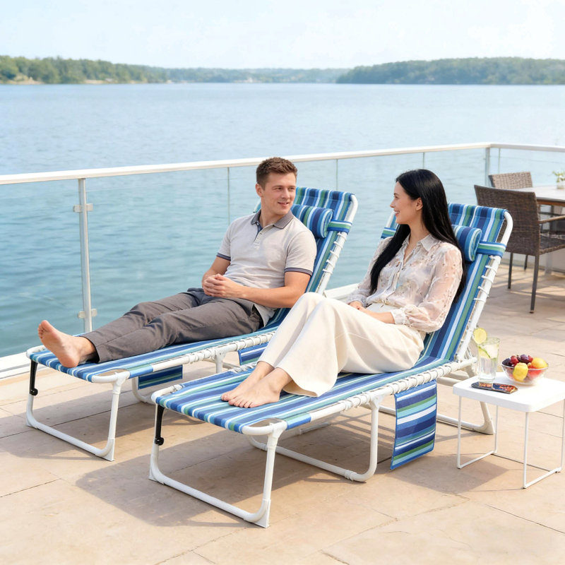 Chaise longue pliante avec trou pour le visage et table d'appoint Gaeden