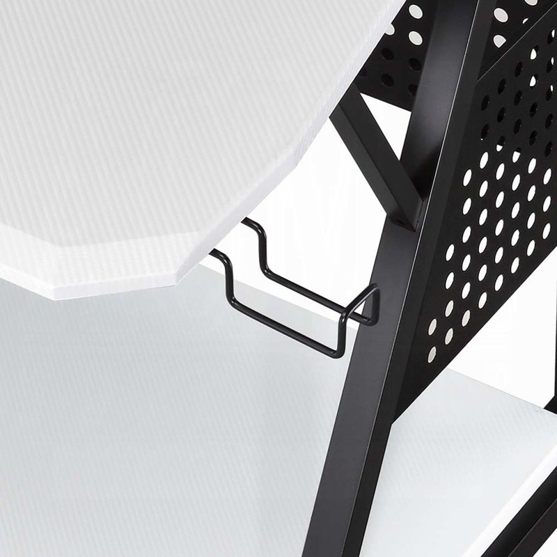 Bureau de musique Willow avec plateau pour clavier et support pour écouteurs, Blanc / noir