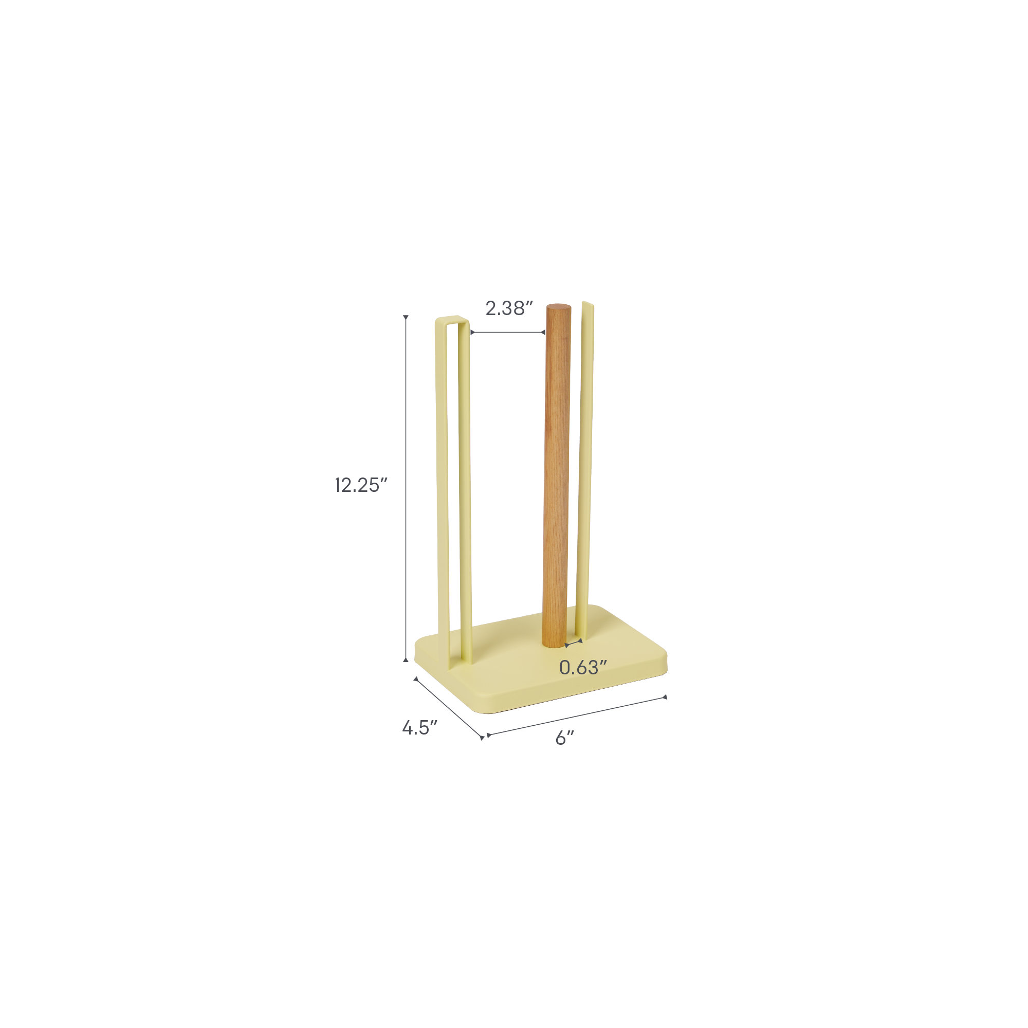 Yamazaki Home One-Handed Tear Paper Towel Holder - Kitchen Storage Rack, Steel + Wood, Yellow Pear